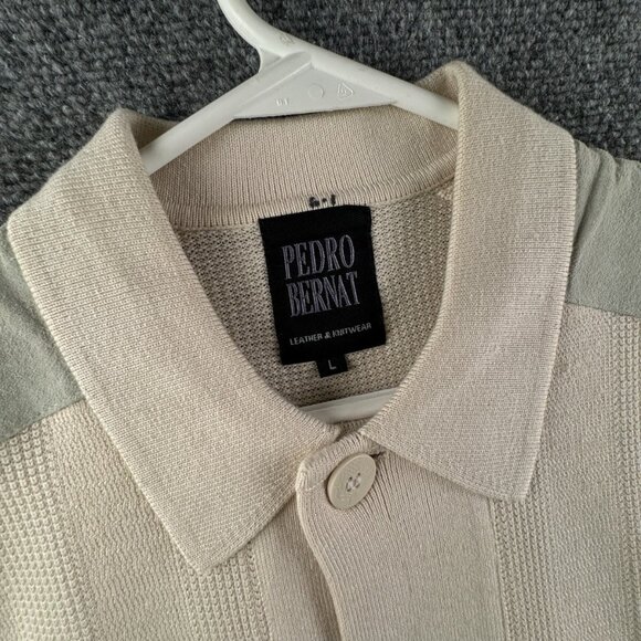 Pedro Bernardo Leather Knitwear Sweater Cardigan Women Large Ivory Button Up - Picture 6 of 13